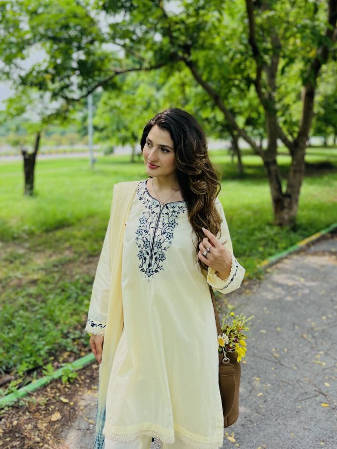 AamRus - Radiate Female Charm in Butter Yellow Lawn Dress for Women