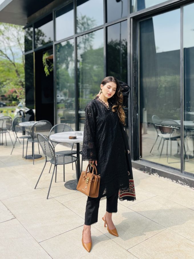 Diya - Chikankari in Its Boldest Hue - Black Dress For Women