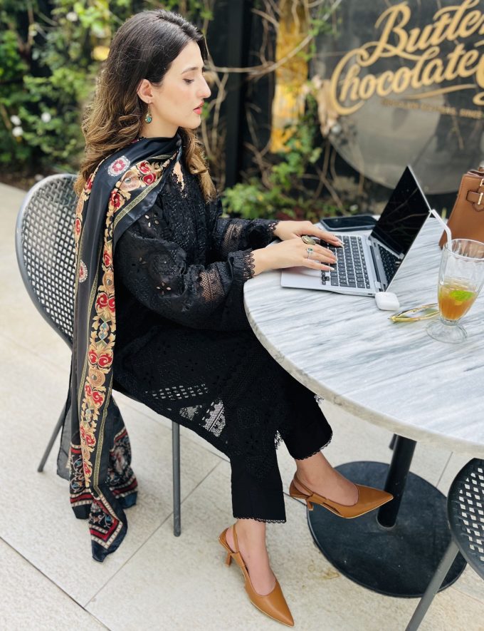 Diya - Chikankari in Its Boldest Hue - Black Dress For Women